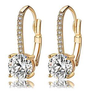 1 Carat CZ Diamond Drop Earrings 18K Gold Plated: